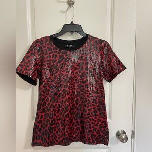 Red & Black DKNY Blouse with Sequins